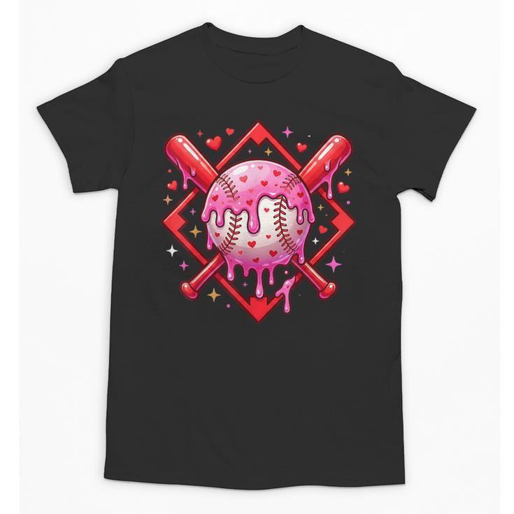 Valentines Day Baseball Boys Ice Cream Drip Heart Youth Kids Unisex T-Shirt
