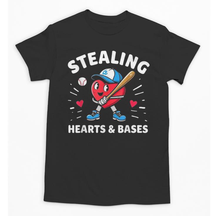 Valentines Day Baseball Stealing Hearts Bases Boys Kids Men Unisex T-Shirt