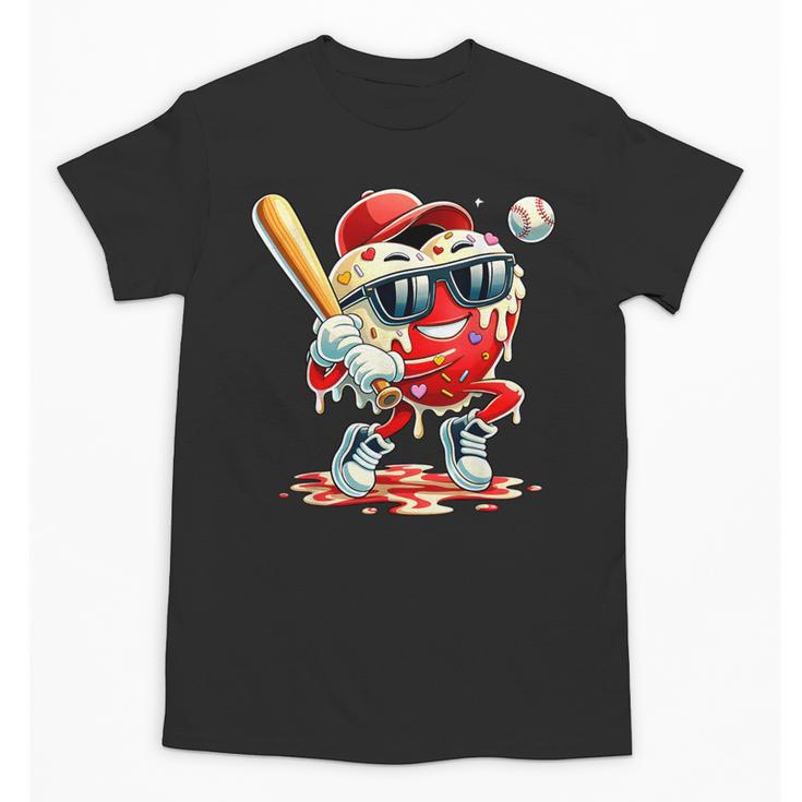 Valentines Day Heart Baseball Drip Ice Cream Boys Kids Men Unisex T-Shirt