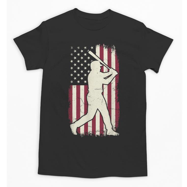 Vintage American Flag Baseball Batter Patriotic Home Run Unisex T-Shirt