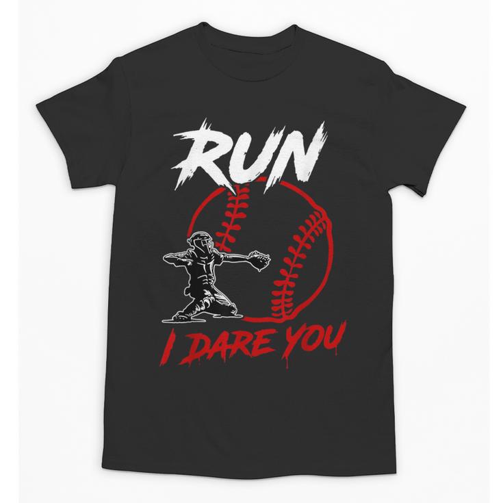 Vintage Baseball Catcher Boys Go Ahead Run I Dare You Unisex T-Shirt