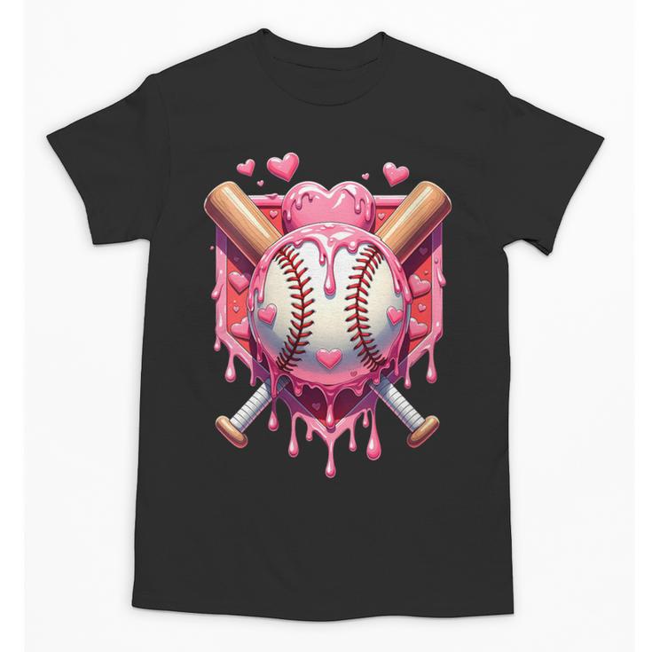 Women's Valentines Day Baseball Boys Ice Cream Drip Heart Youth Kids Unisex T-Shirt
