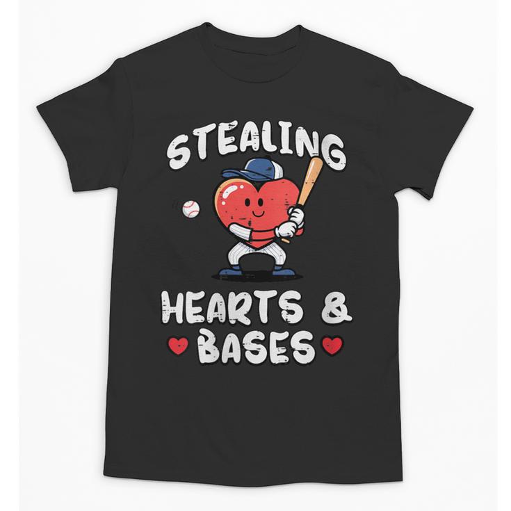 Women's Valentines Day Baseball Stealing Hearts Bases Boys Kids Men Unisex T-Shirt