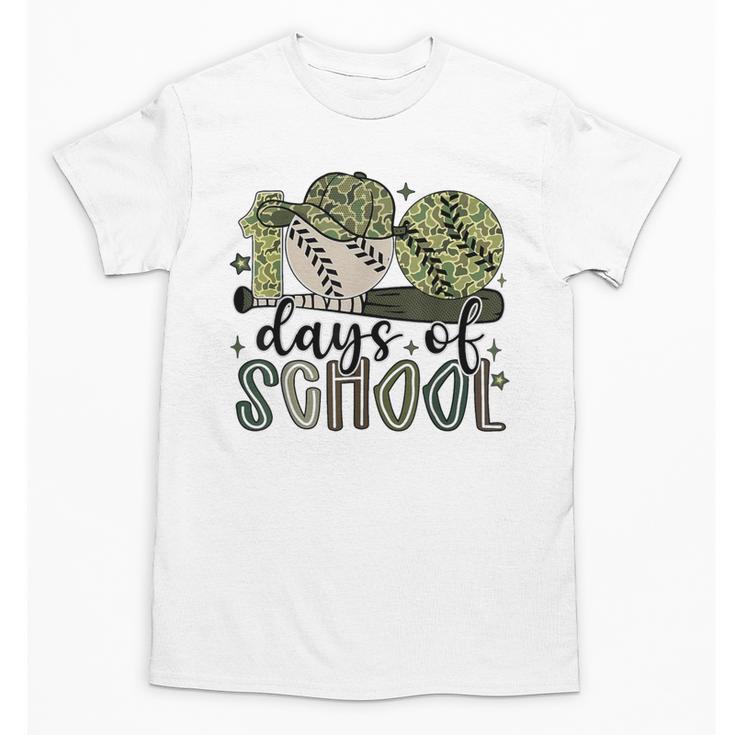 100 Days Of School Baseball Camo Cap Kids Boys 100th Day Unisex T-Shirt