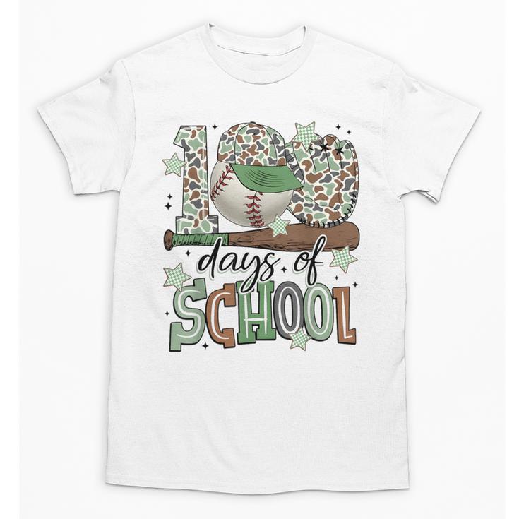 100 Days Of School Baseball Camo Men Boy Kid Unisex T-Shirt