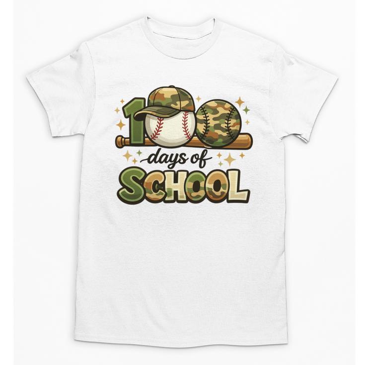 100 Days Of School Baseball Camo School Teacher Boy Unisex T-Shirt