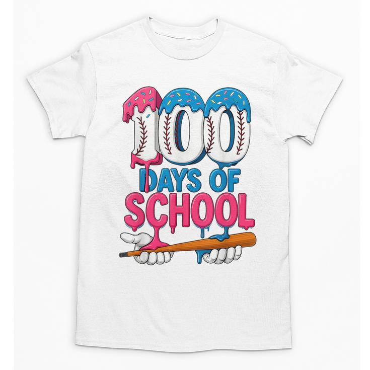 100 Days Of School Baseball Drip Bat 100th Day Of School Boy Unisex T-Shirt