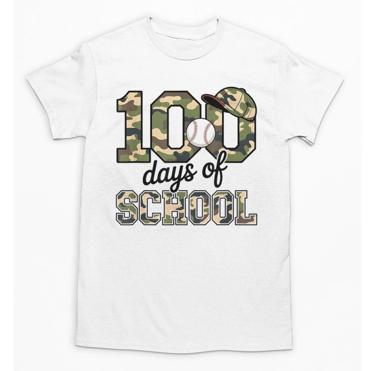 100 Days Of School Camo Baseball Camouflage For Kids Unisex T-Shirt