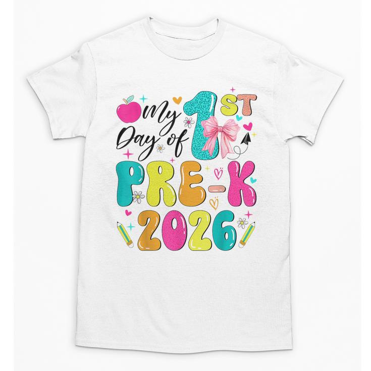 My 1st Day Of Pre-K 2026 Back To School Bow PreK Kids Girls Unisex T-Shirt