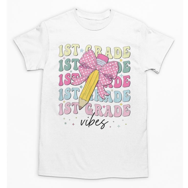 1st Grade Vibes Girl Coquette Bow First Grade Back To School Unisex T-Shirt