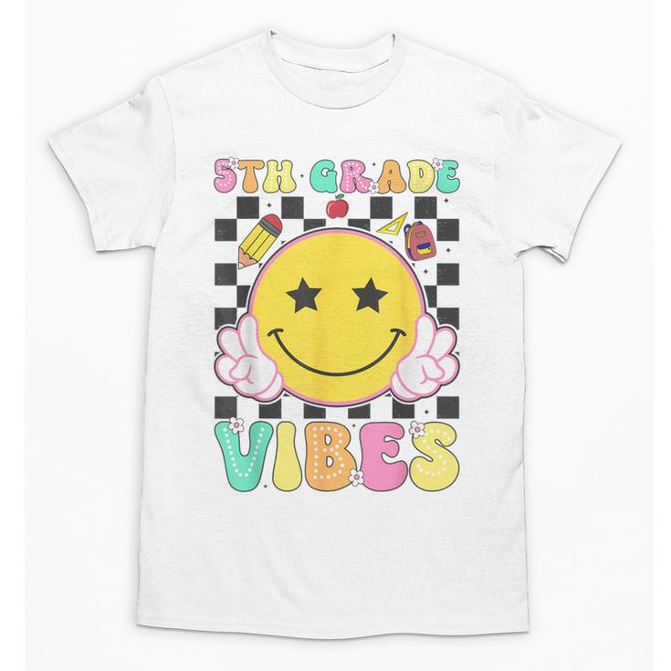 5th Grade Vibes Girls Smile Face Back To School Fifth Grade Unisex T-Shirt