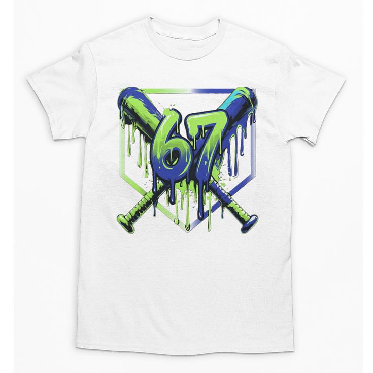 67 Baseball Drip Effect Urban Tee Style 6-7 Meme Graphic Premium Tri-Blend Unisex T-Shirt