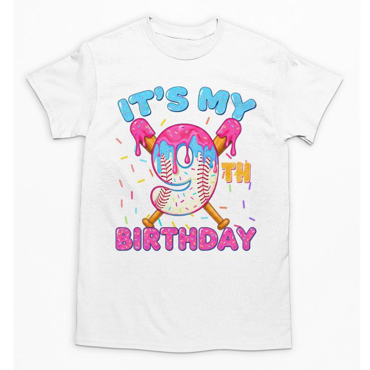 9th Birthday Baseball 9 Year Old Ice Cream Drip Boy Baseball Premium Tri-Blend Unisex T-Shirt