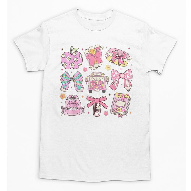 Back To School Coquette Bow Pencil School Students Girls Unisex T-Shirt