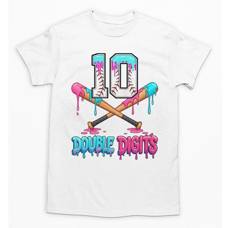 Baseball 10 Year Old Ice Cream Drip 10th Bday Double Digits Unisex T-Shirt