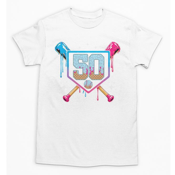Baseball 50 Year Old Ice Cream Drip 50th Birthday Number 50 Unisex T-Shirt