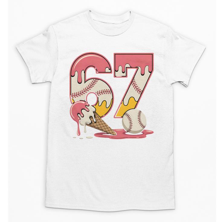Baseball Drip Number 67 Player Ice Cream Or 67th Birthday Unisex T-Shirt
