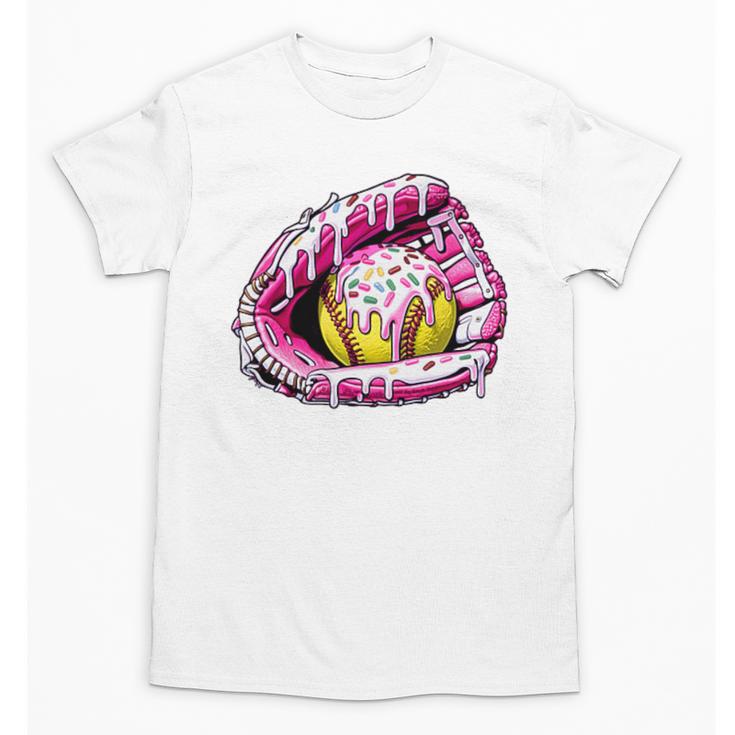 Baseball Glove Drip Shirt Ice Cream Dripping Girls Pocket Premium Unisex T-Shirt