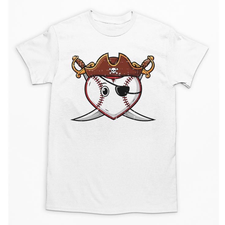 Baseball Heart Pirate Hat Crossed Swords Men Boys Kids Youth Premium Tri-Blend Unisex T-Shirt