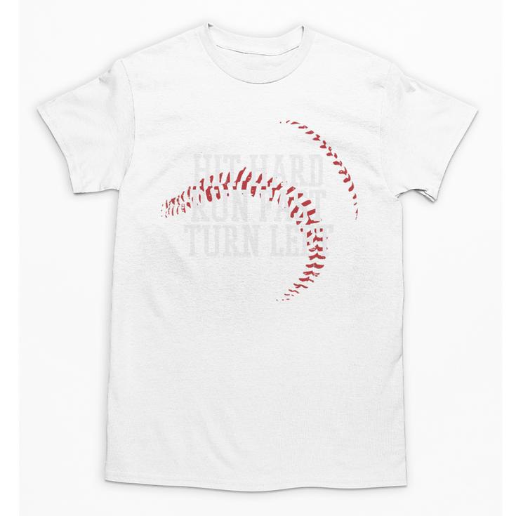 Baseball Hit Hard Run Fast Turn Left Men Boys Kid Teen Youth Premium Tri-Blend Unisex T-Shirt