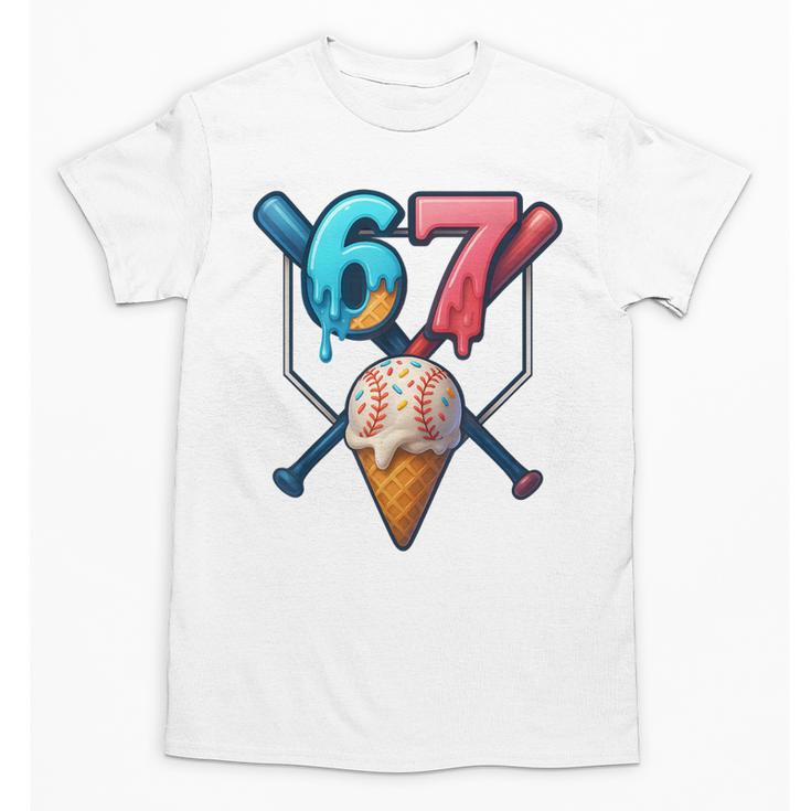 Baseball Ice Cream Drip 67 Six Seven Gen Alpha Slang Meme Unisex T-Shirt