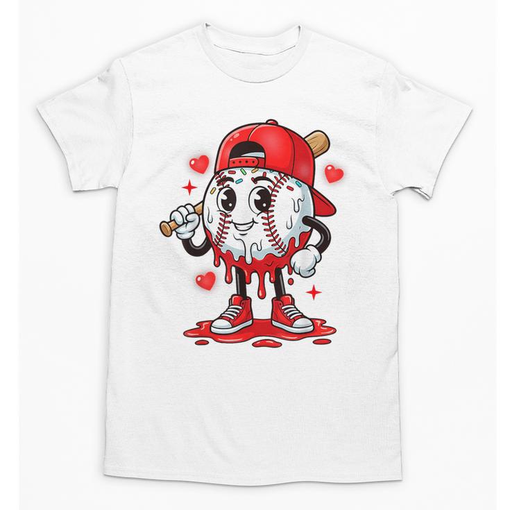 Baseball Ice Cream Valentine Dripping Game Day Men Boys Kids Unisex T-Shirt