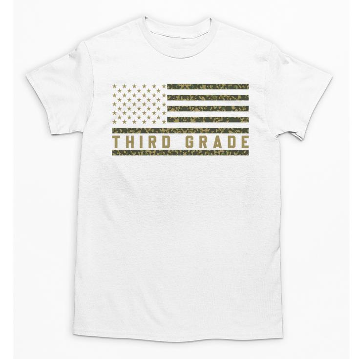 Camo American Flag Third Grade Back To School 3rd Grade Premium Tri-Blend Unisex T-Shirt