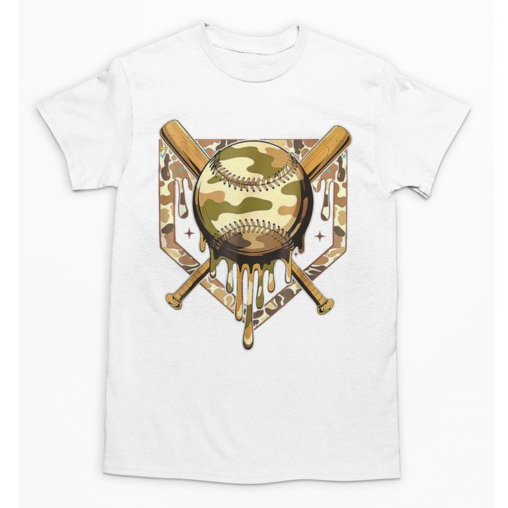 Camo Baseball Dripping Military Camouflage Sports Men Boy Unisex T-Shirt