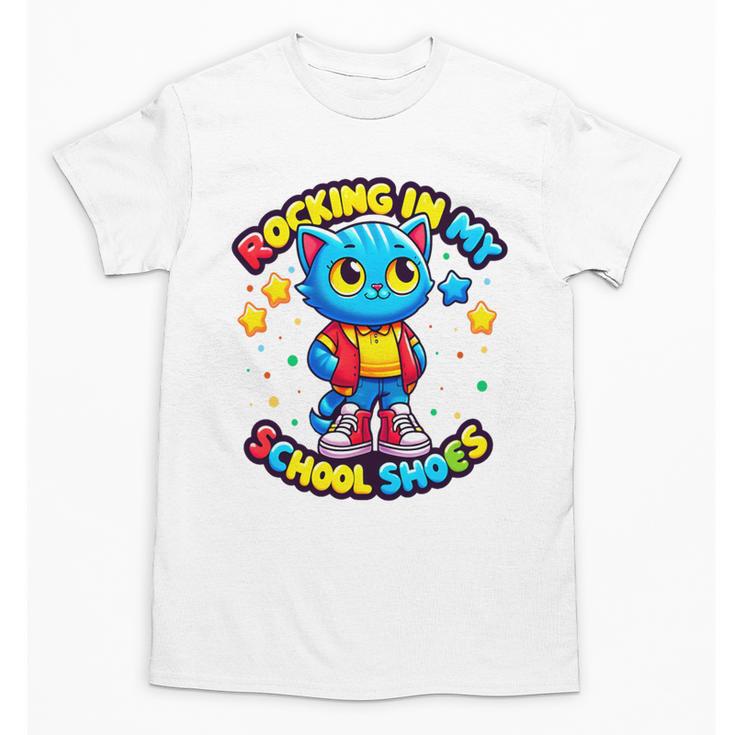 Cat Rocking In My School Shoes Fun Back To School Kids Boys Premium Tri-Blend Unisex T-Shirt