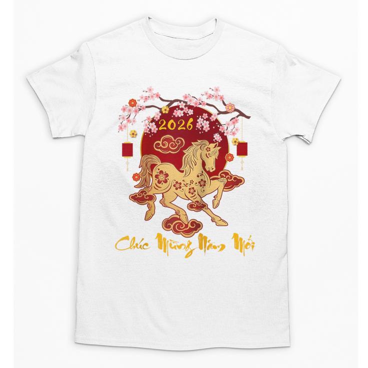 Chuc Mung NAM Moi 2026 Vietnamese Lunar New Year Of Horse Raglan Baseball Tee Unisex T-Shirt