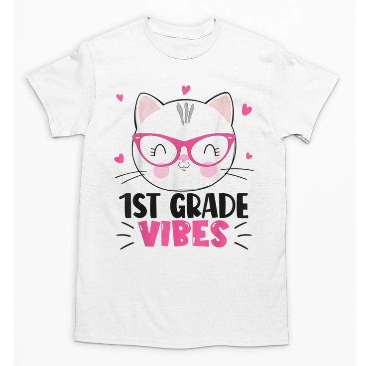 Cute 1st Grade Vibes Cat Kitten Lover Back To School Girls Unisex T-Shirt