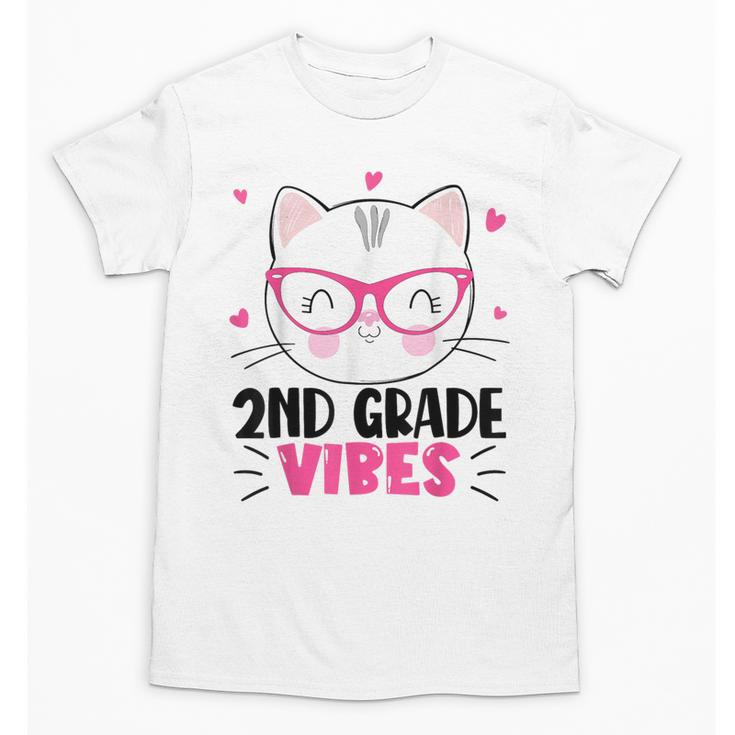 Cute 2nd Grade Vibes Cat Kitten Lover Back To School Girls Unisex T-Shirt