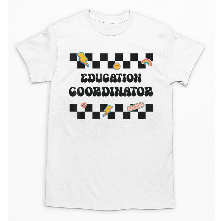 Education Coordinator Groovy Back To School Checkered Unisex T-Shirt