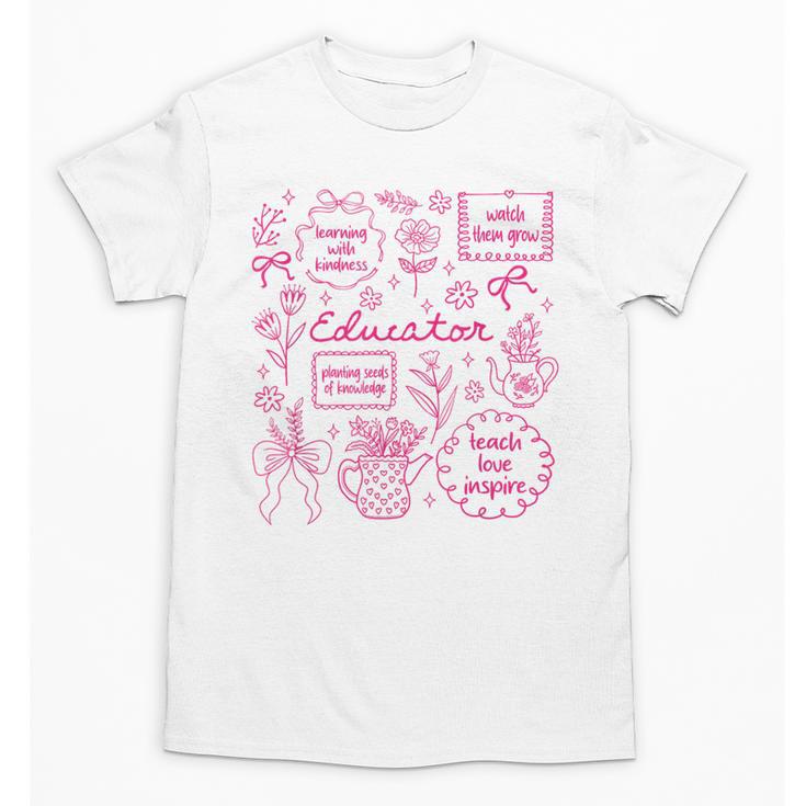 Educator Love Inspire Teach Pink Bow Back To School Unisex T-Shirt