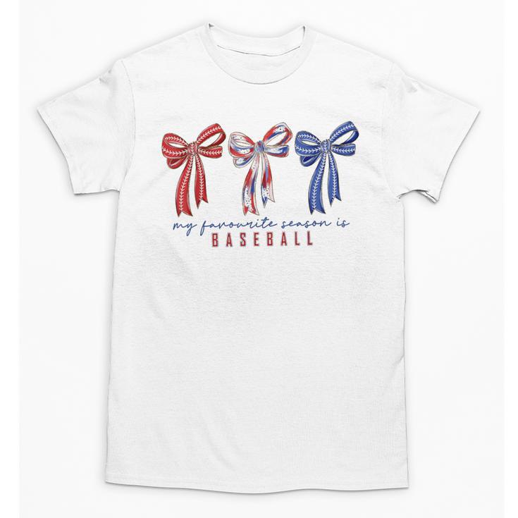 My Favorite Season Is Baseball Coquette Bow Game Day Mom Sis Unisex T-Shirt