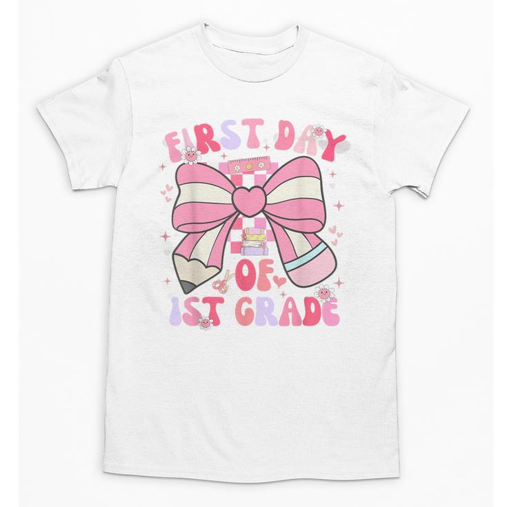 First Day Of 1st Grade Coquette Back To School Girls Kids Unisex T-Shirt