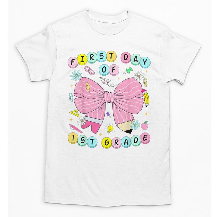 First Day Of 1st Grade Girls Coquette Back To School Kids Unisex T-Shirt