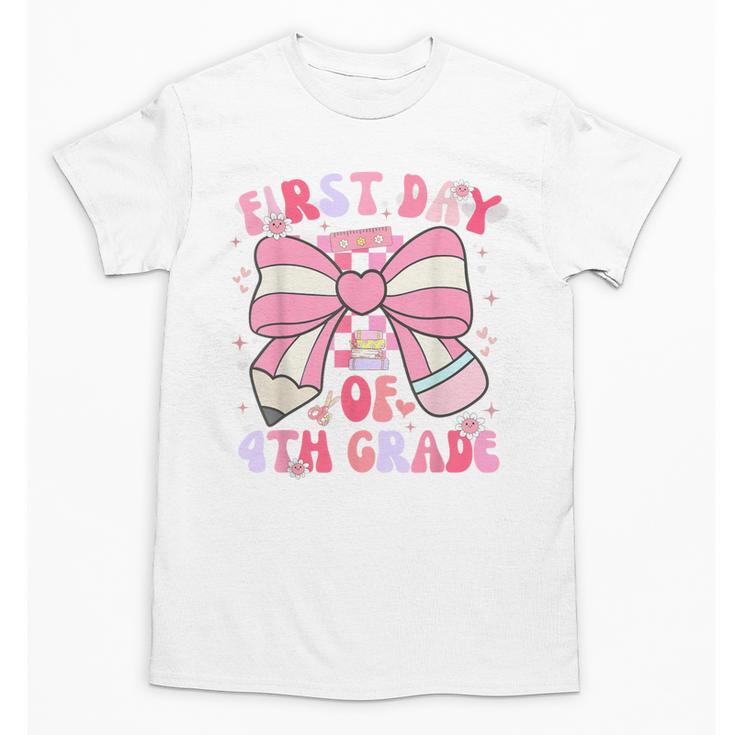 First Day Of 4th Grade Coquette Back To School Girls Kids Unisex T-Shirt