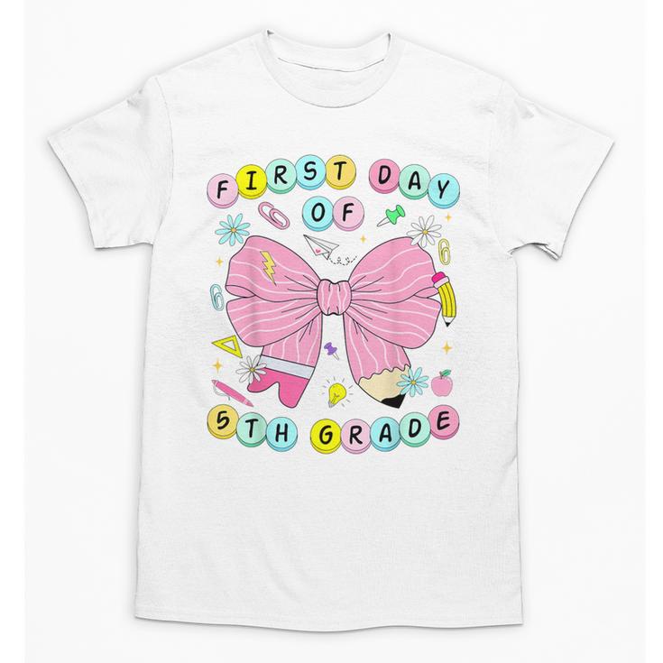 First Day Of 5th Grade Girls Coquette Back To School Kids Unisex T-Shirt