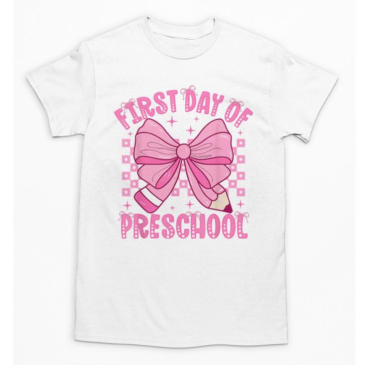 First Day Of Preschool Coquette Bow Back To School Girls Unisex T-Shirt