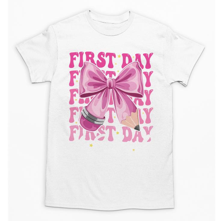 First Day Of School Girls Coquette Bow Back To School Performance Unisex T-Shirt