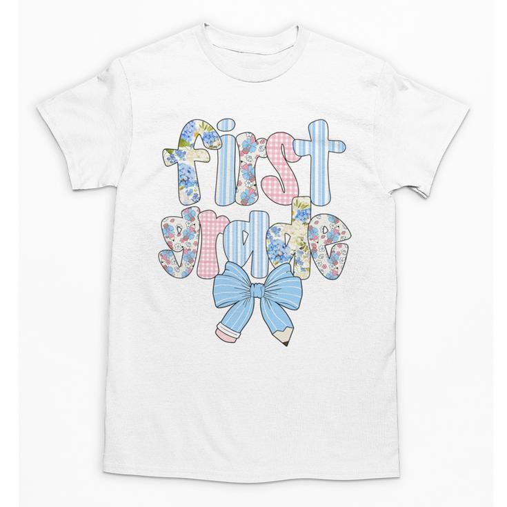 First Grade Coquette Bow Pencil First Day Back To School Performance Unisex T-Shirt