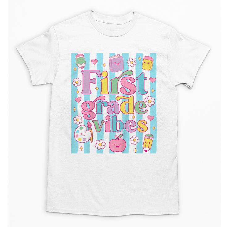First Grade Vibes Cute Groovy Back To School 1st Grade Girls Unisex T-Shirt