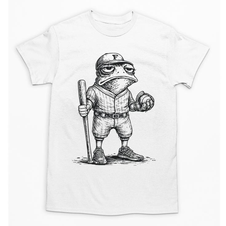 Frog Basketbal Men Women Grumpy Frog Playing Baseball Unisex T-Shirt