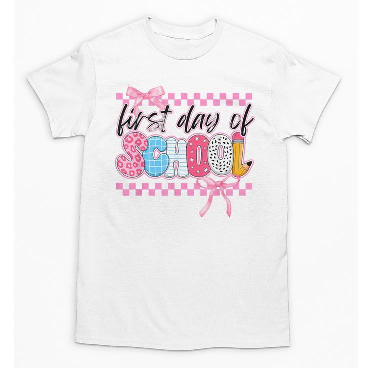 Girl First Day Of School Coquette Bow Pink Back To School Unisex T-Shirt