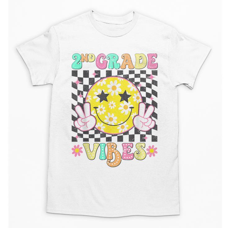 Girls 2nd Grade Vibes Smile Face Back To School Second Grade Unisex T-Shirt