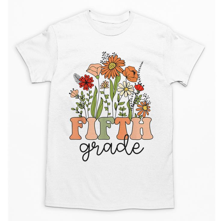 Groovy Fifth Grade Wildflowers Back To School 5th Grade Unisex T-Shirt