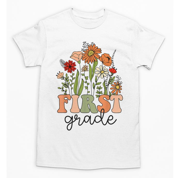 Groovy First Grade Wildflowers Back To School 1st Grade Unisex T-Shirt