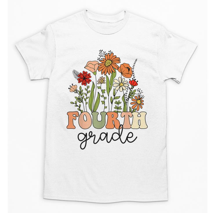 Groovy Fourth Grade Wildflowers Back To School 4th Grade Unisex T-Shirt