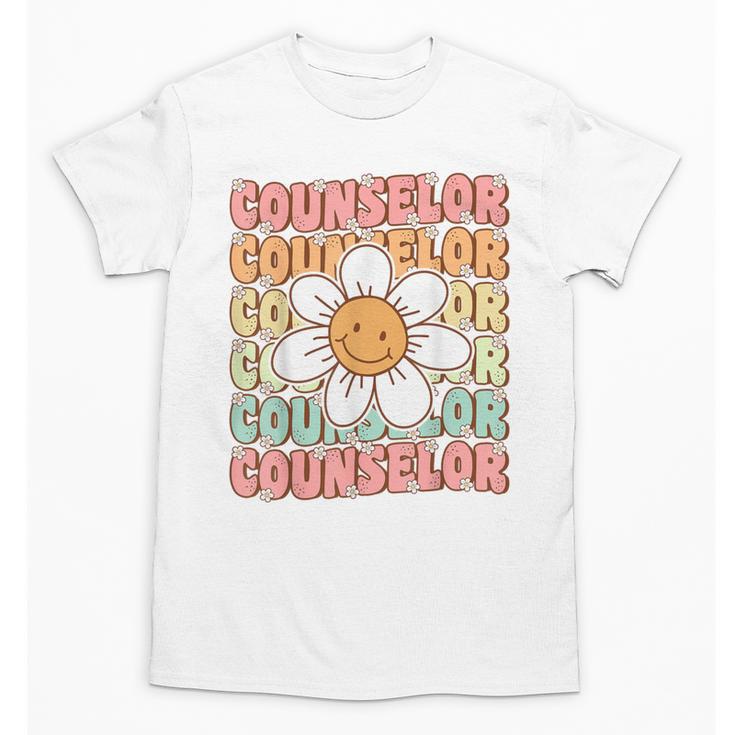 Groovy School Counselor Cute Daisy Flower Back To School Unisex T-Shirt